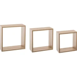 Lot de 3 étagères murales cube chêne naturel