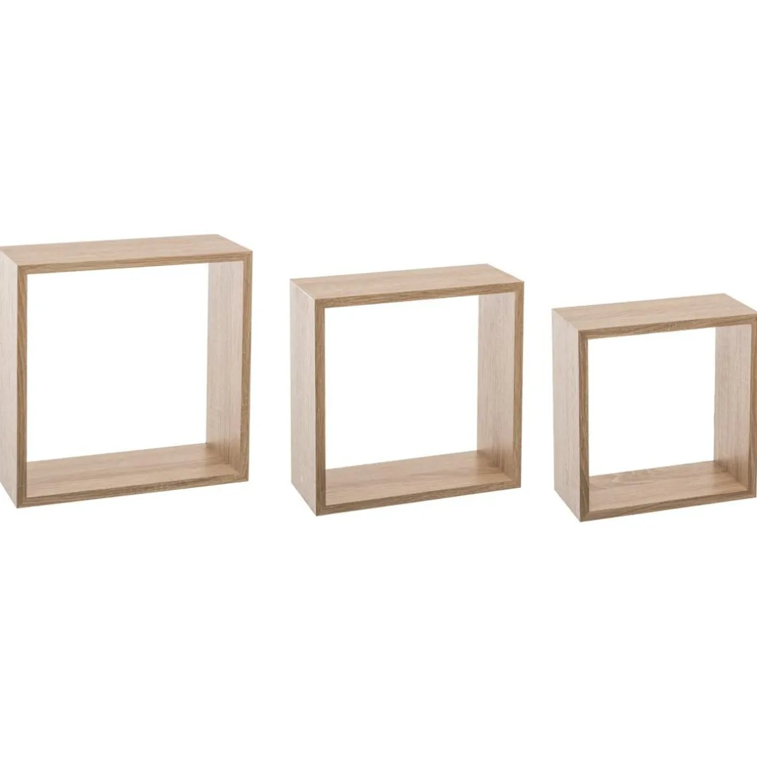 Lot de 3 étagères murales cube chêne naturel