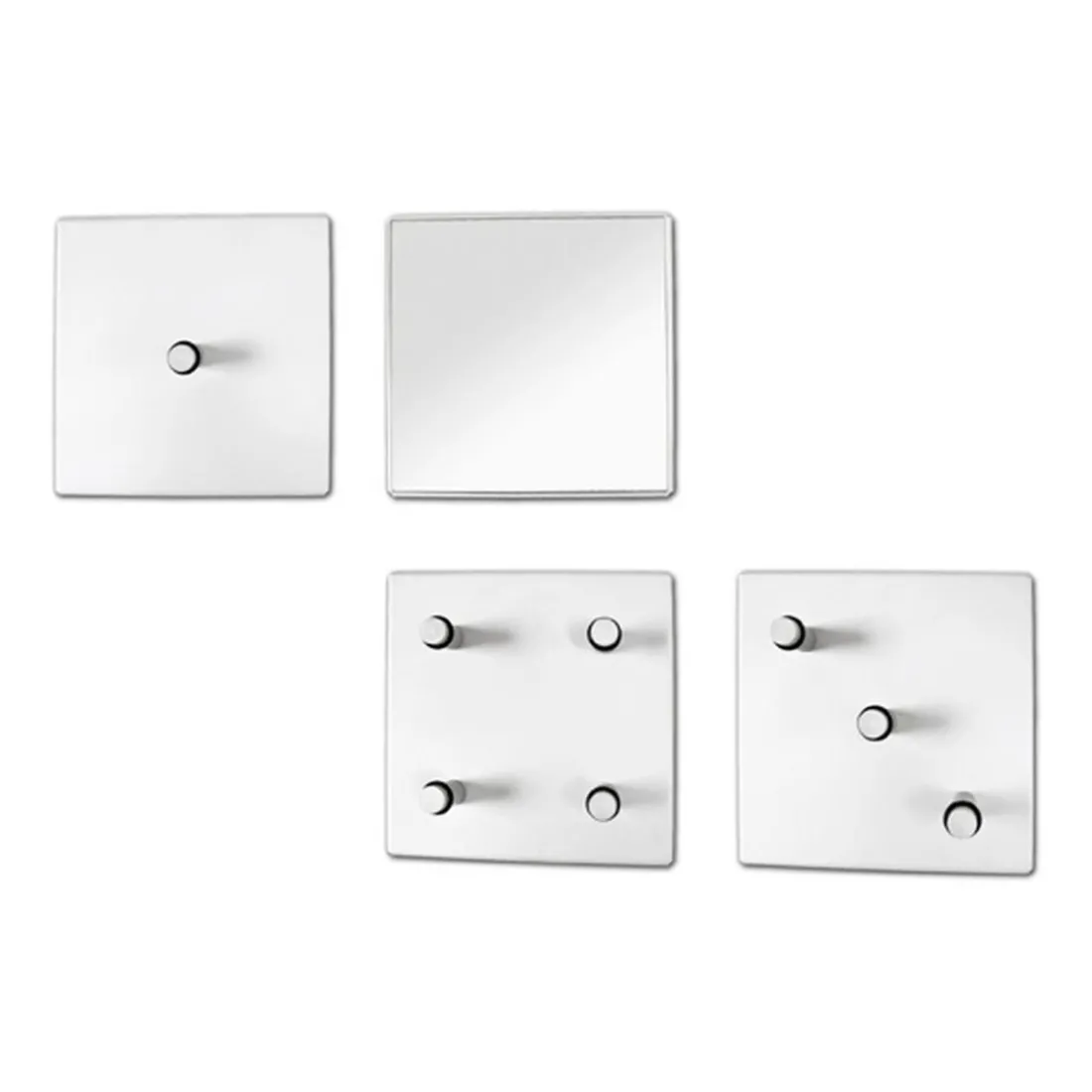 lot de patères murales métal époxy blanc et miroir
