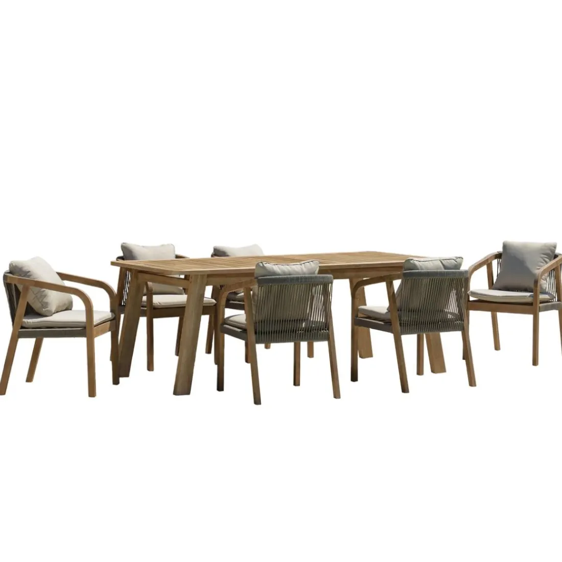 Lot n°4 Salon de jardin acacia vert sapin 6 personnes CELESTIN