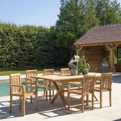 Lot n°154 Salon de jardin en teck 8/10 personnes FUN