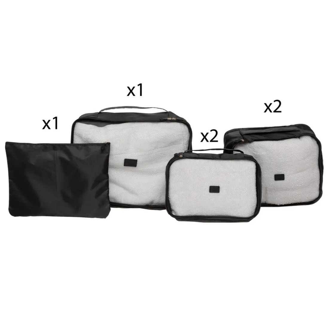 Lot organiseur valise Aloha 6 pièces Noir