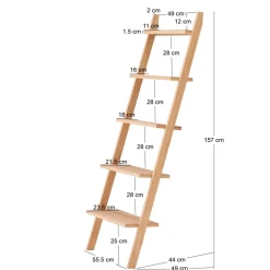 L'étagère murale échelle SMOGEN en bois massif naturel est un meuble au style scandinave fabriquée en pin de haute qualité