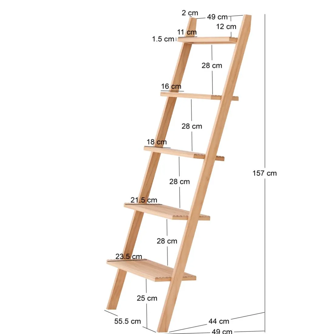 L'étagère murale échelle SMOGEN en bois massif naturel est un meuble au style scandinave fabriquée en pin de haute qualité