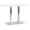 Mange-debout design 'DENVER BAR' blanc avec pied en métal brossé