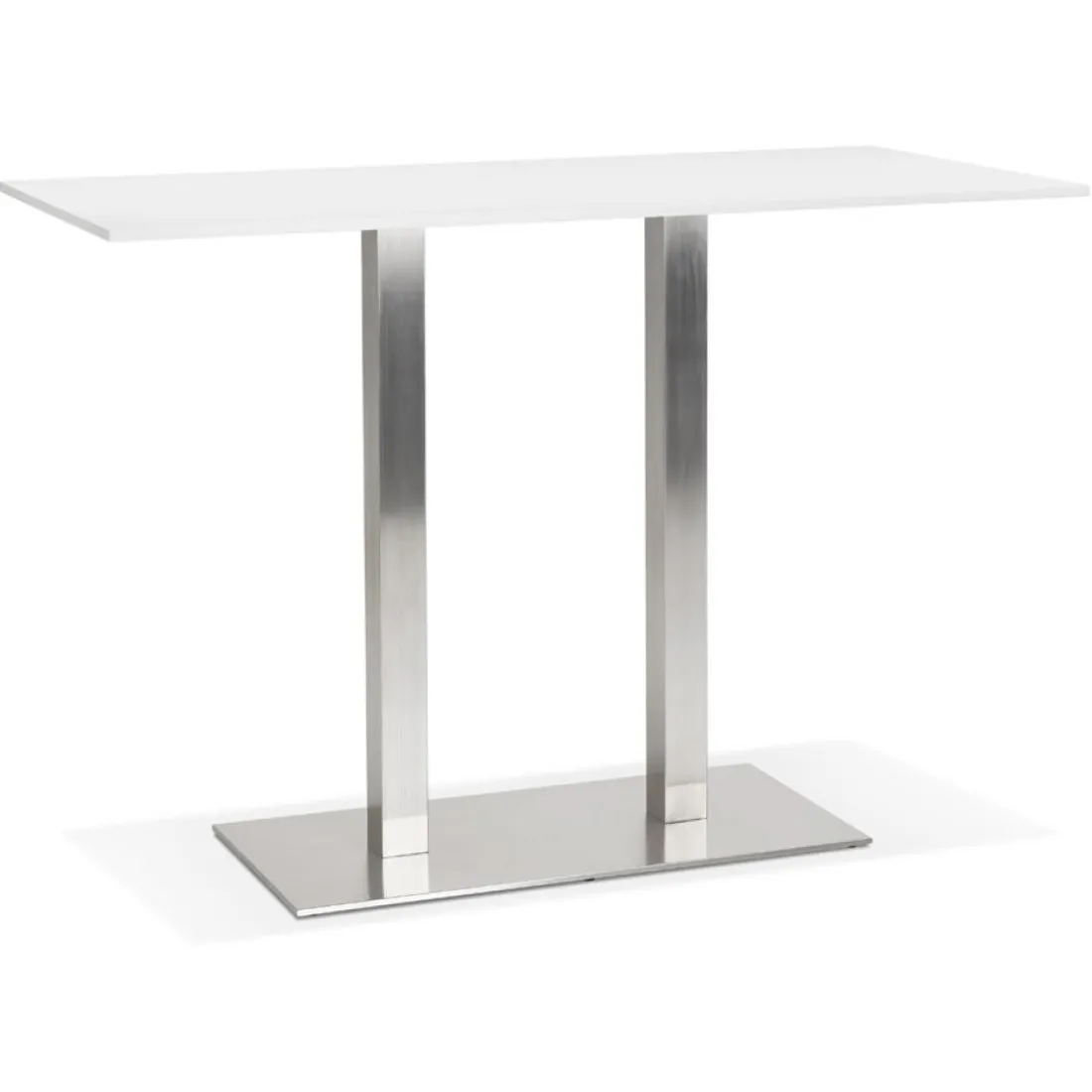 Mange-debout design 'DENVER BAR' blanc avec pied en métal brossé