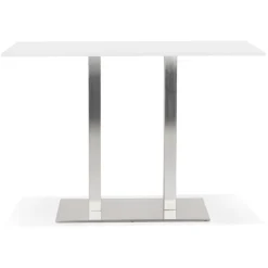 Mange-debout design 'DENVER BAR' blanc avec pied en métal brossé