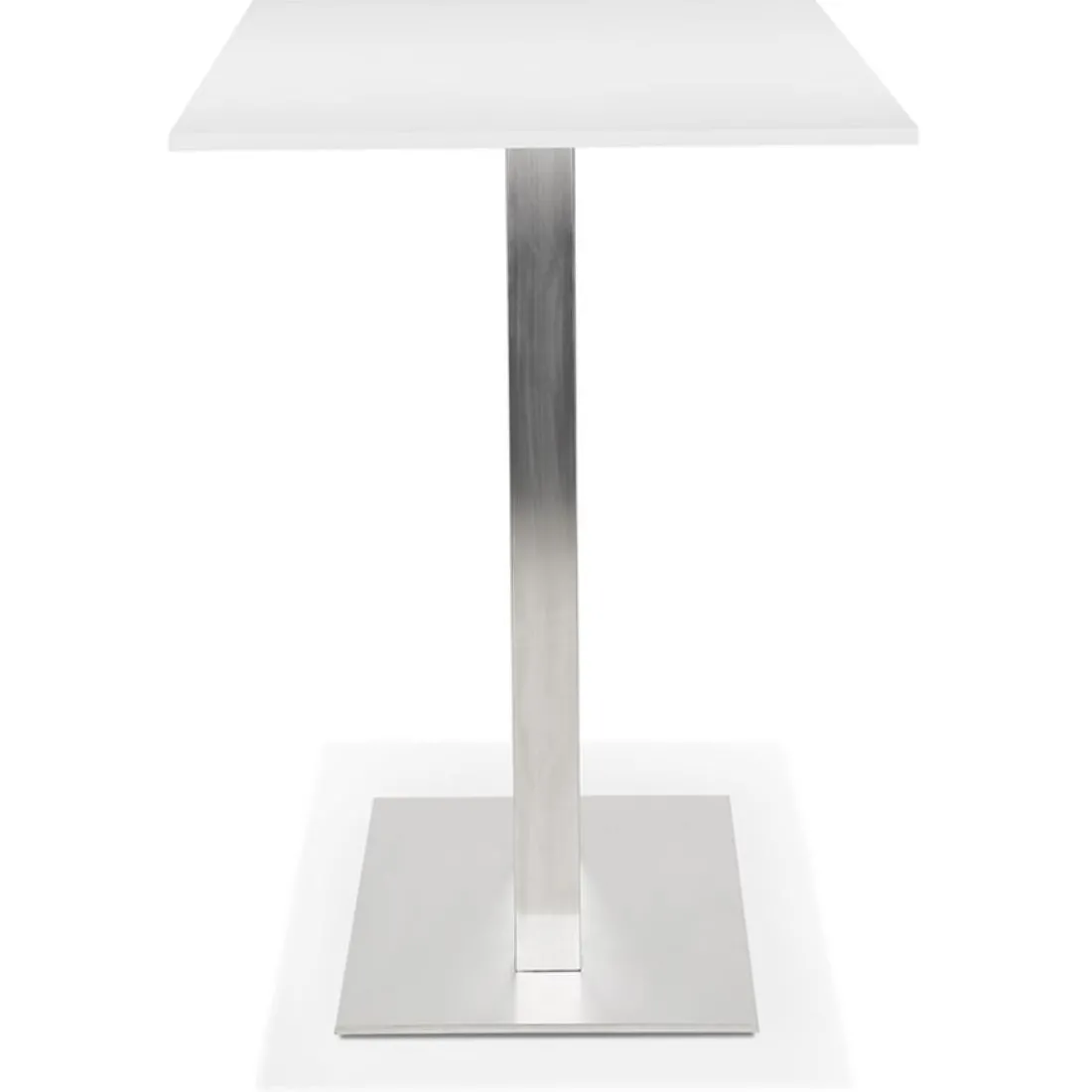 Mange-debout design 'DENVER BAR' blanc avec pied en métal brossé