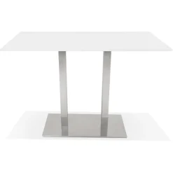Mange-debout design 'DENVER BAR' blanc avec pied en métal brossé