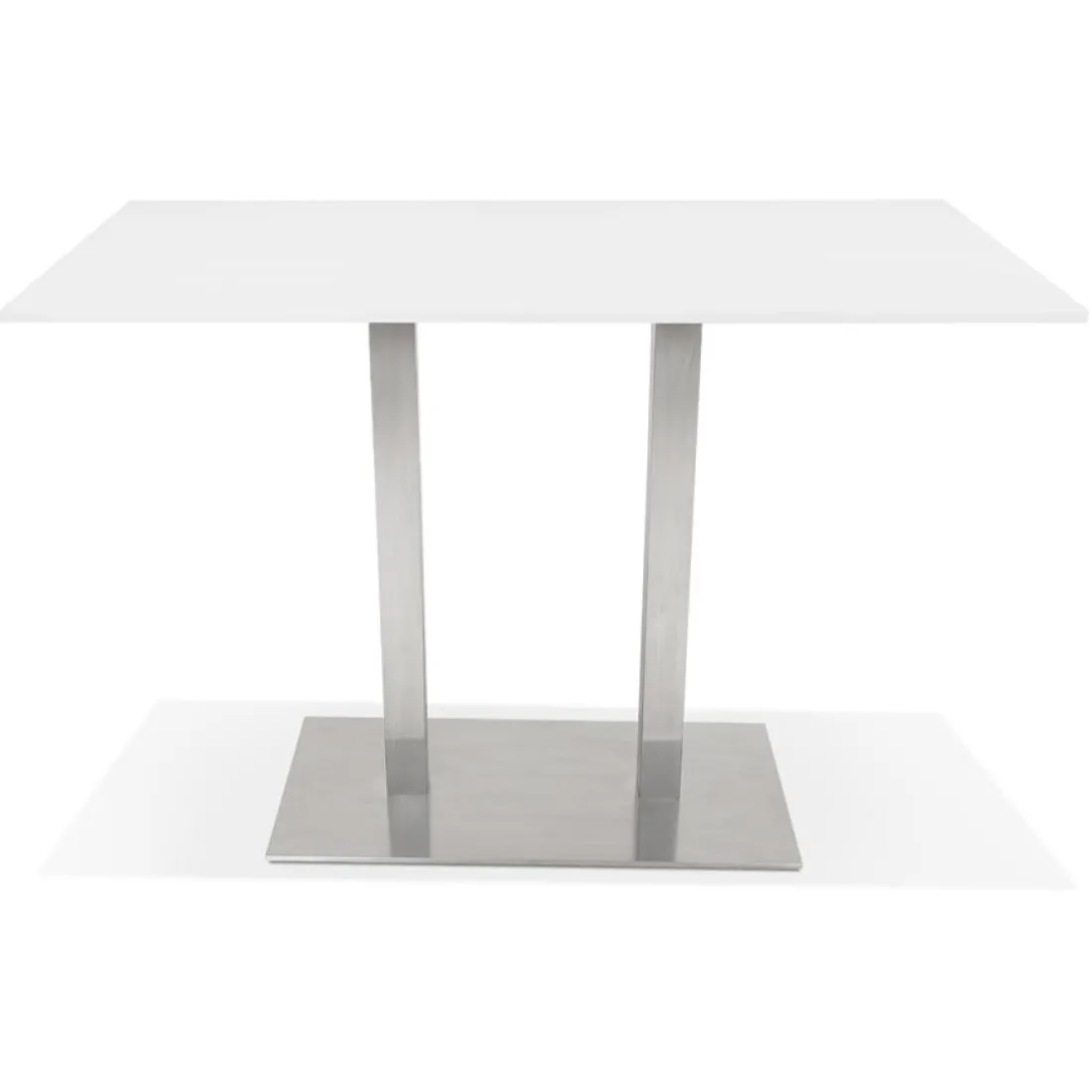 Mange-debout design 'DENVER BAR' blanc avec pied en métal brossé