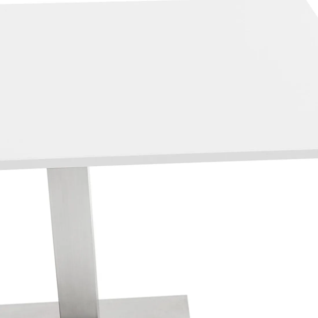 Mange-debout design 'DENVER BAR' blanc avec pied en métal brossé