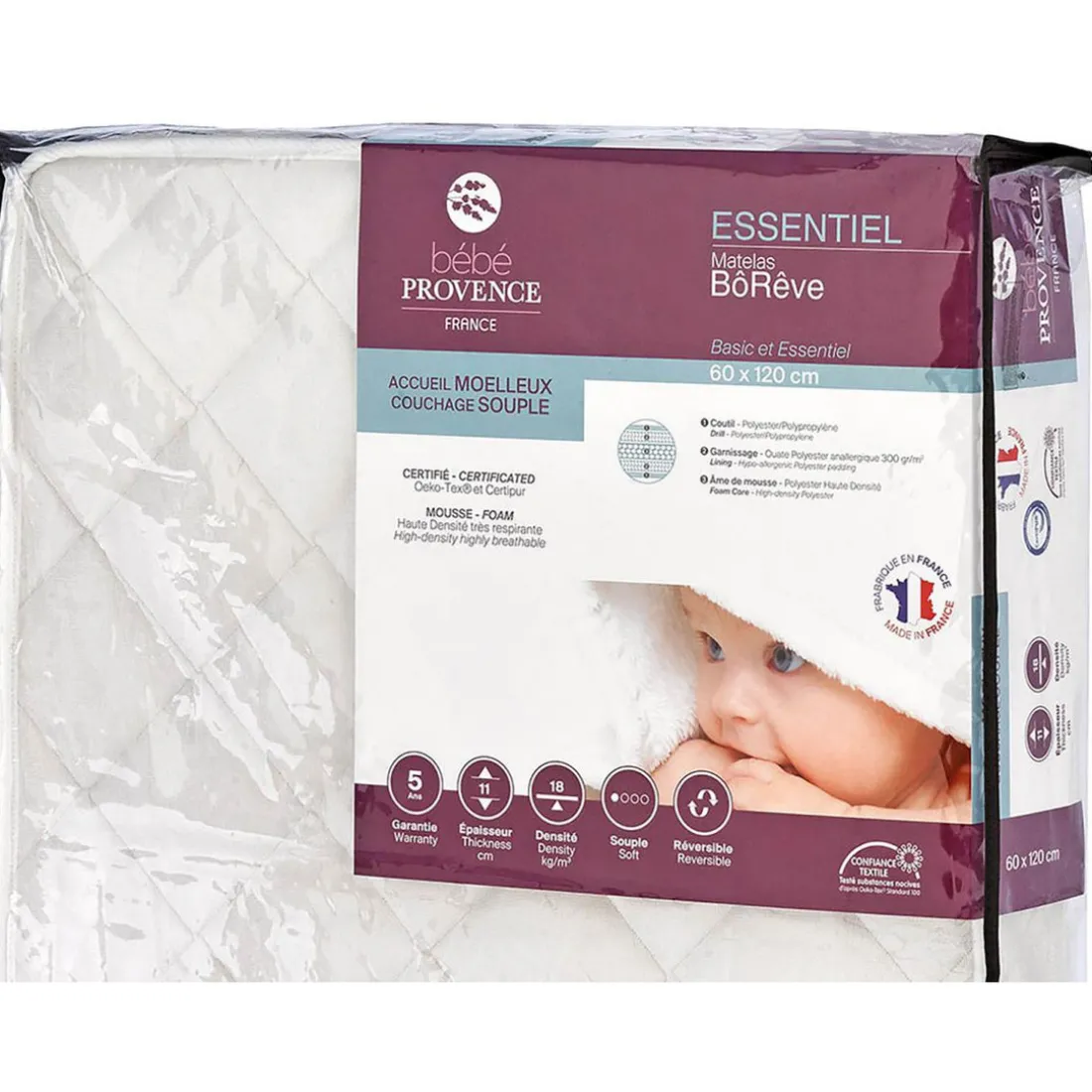 Matelas Bébé - Bôrêve 60 x120 cm