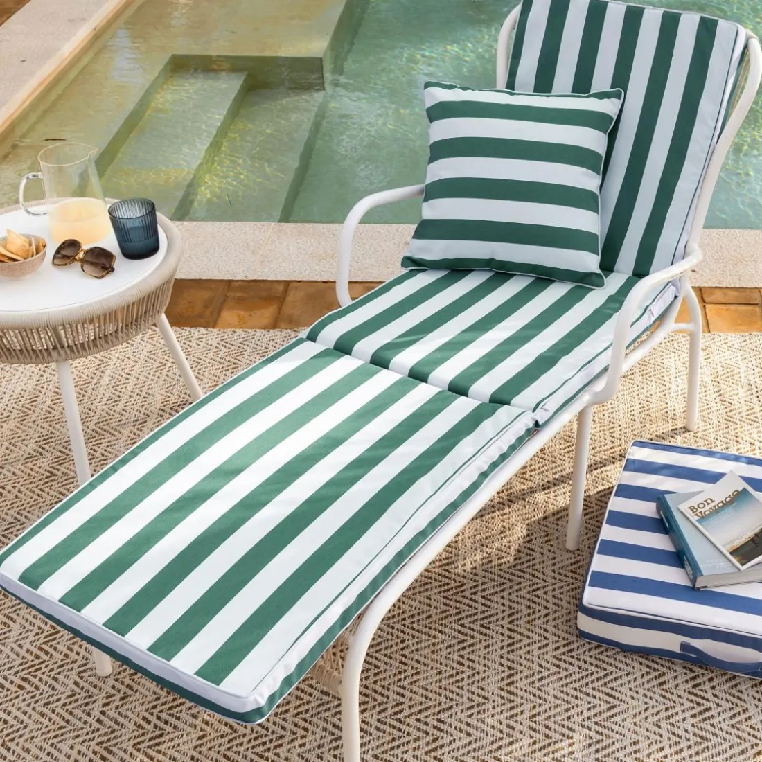 Matelas de sol en polyester PORNIC BAIN 60 x 190 cm vert foncé