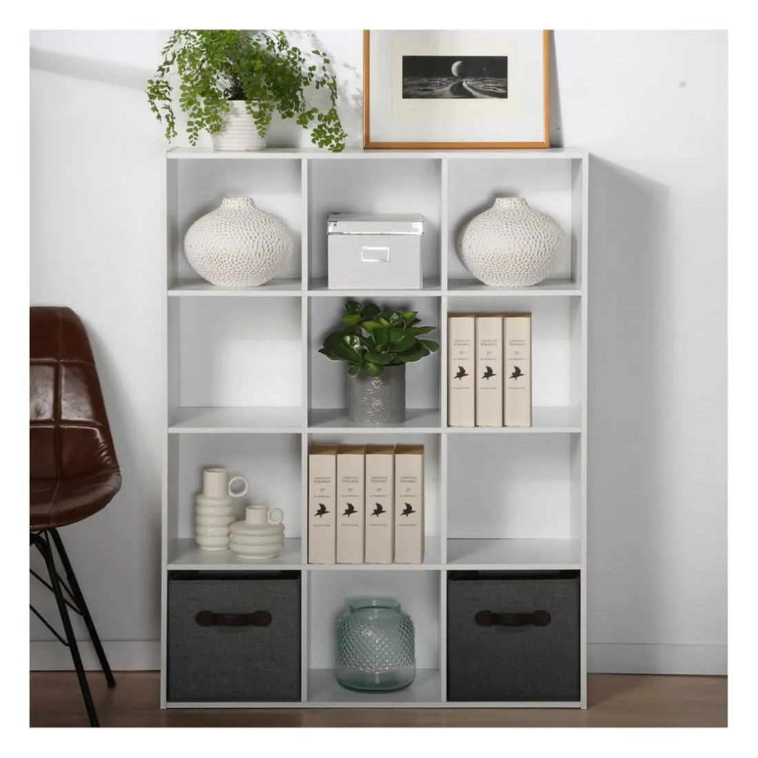 Meuble à 12 cases en bois Blanc