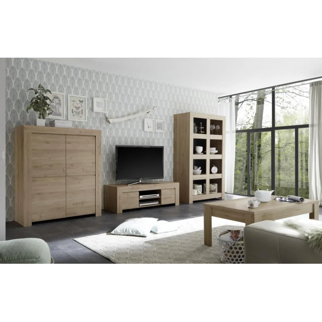 Meuble 4 portes en bois FIRENZE décor chene