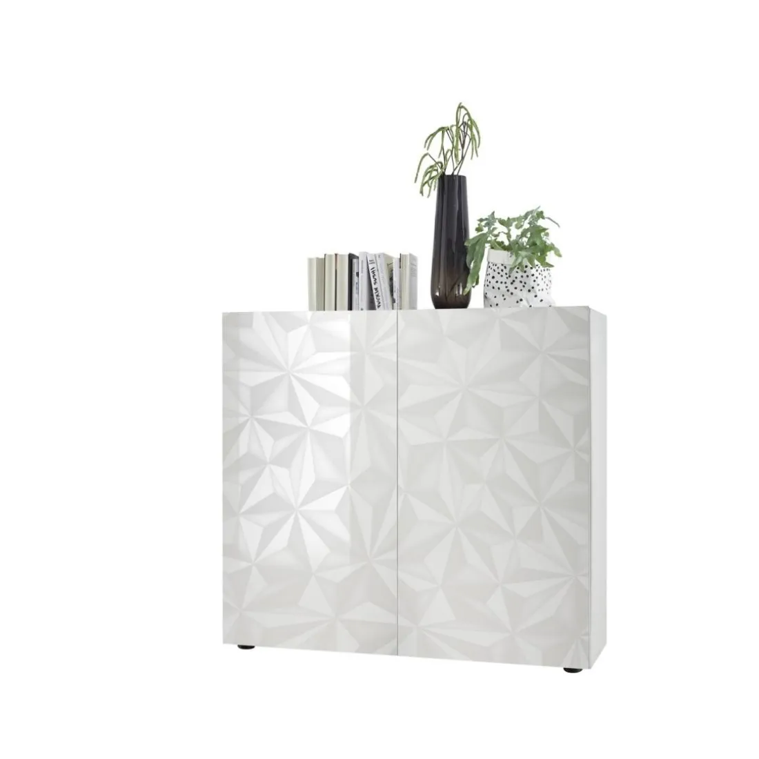 Meuble 2 portes PRISMA laqué blanc brillant