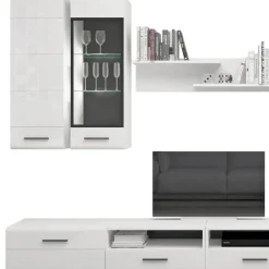 Meuble à étagères avec porte L38xH110cm Blanc brillant