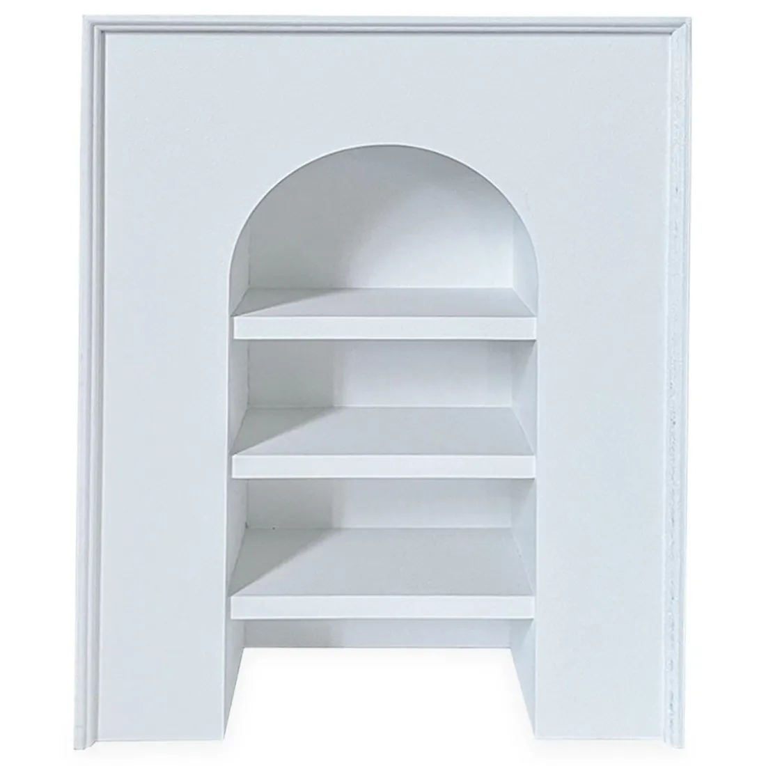 Meuble à étagères style naturel avec arche Vincia Blanc texturé