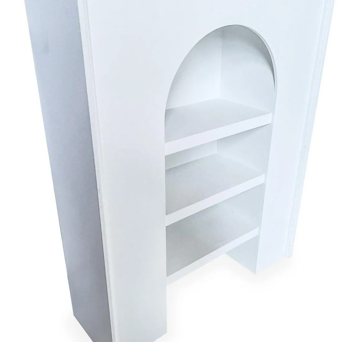 Meuble à étagères style naturel avec arche Vincia Blanc texturé
