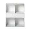 Meuble banc à 4 cases avec 1 tiroir en bois Blanc