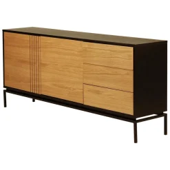 Meuble bas 2 portes 3 tiroirs naturel marron