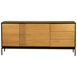 Meuble bas 2 portes 3 tiroirs naturel marron