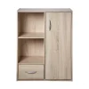 Meuble de rangement à 4 cases 1 porte et 1 tiroir Beige