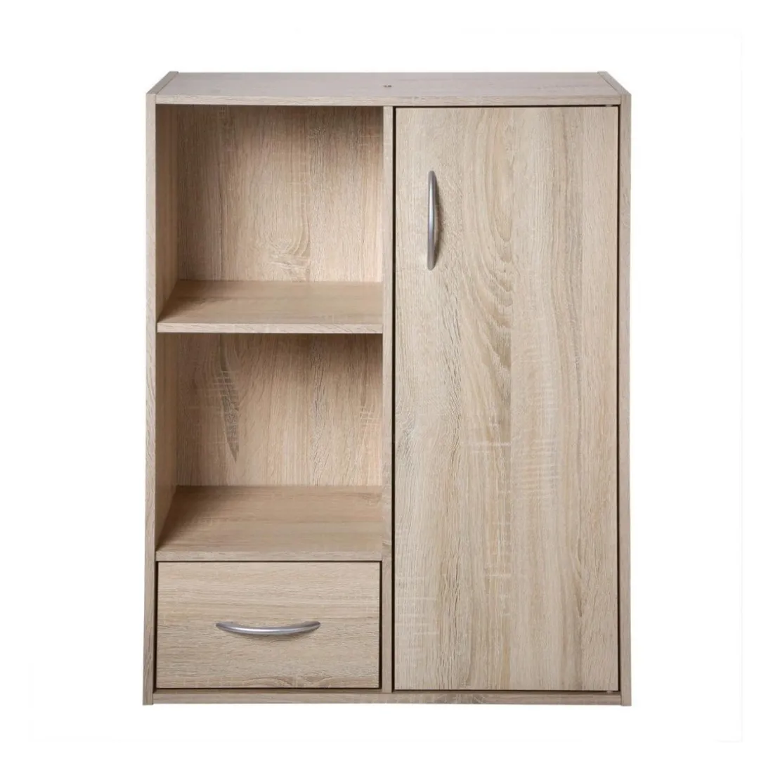 Meuble de rangement à 4 cases 1 porte et 1 tiroir Beige