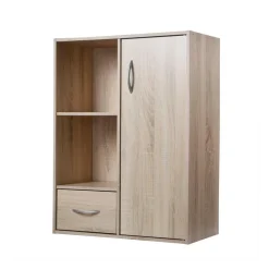 Meuble de rangement à 4 cases 1 porte et 1 tiroir Beige