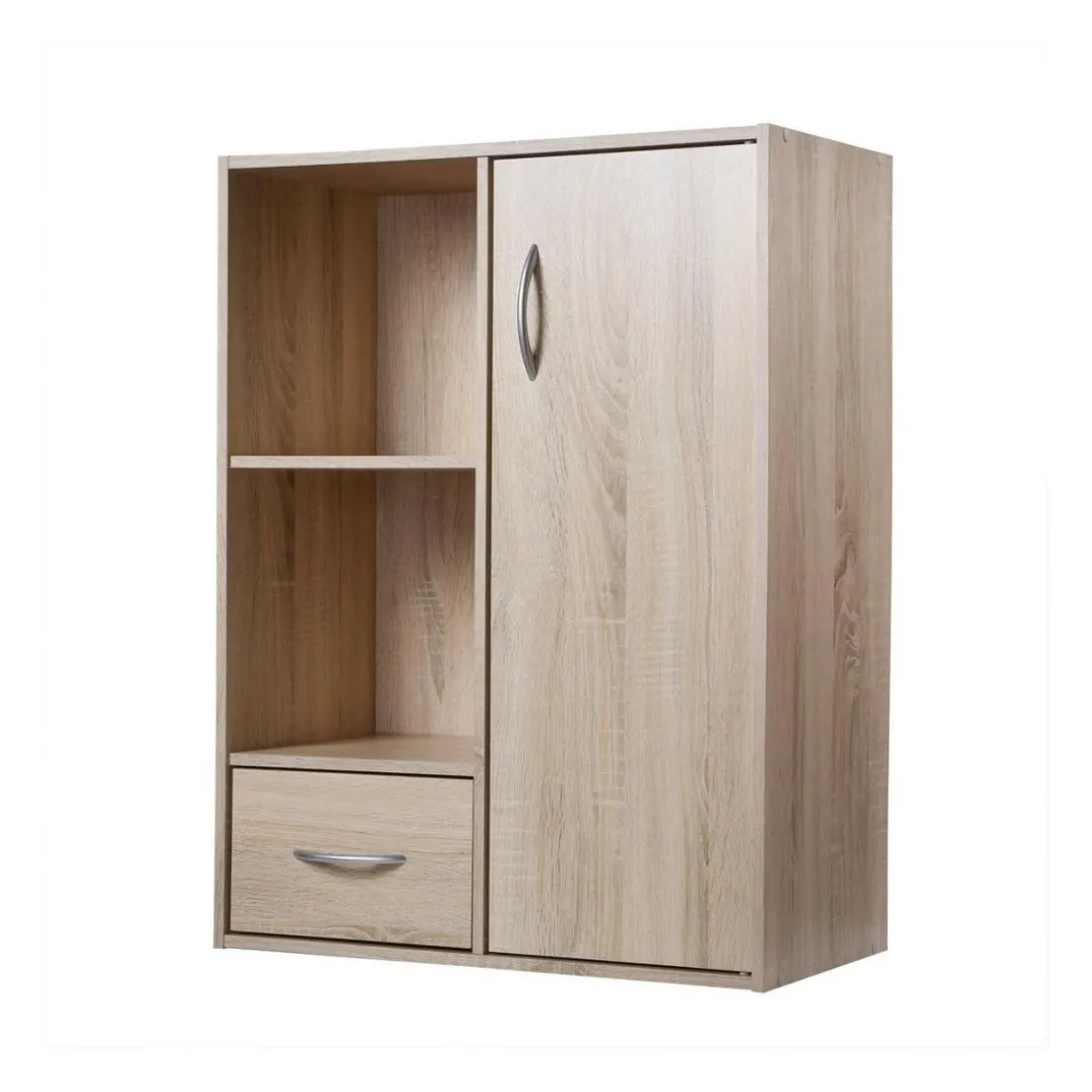 Meuble de rangement à 4 cases 1 porte et 1 tiroir Beige