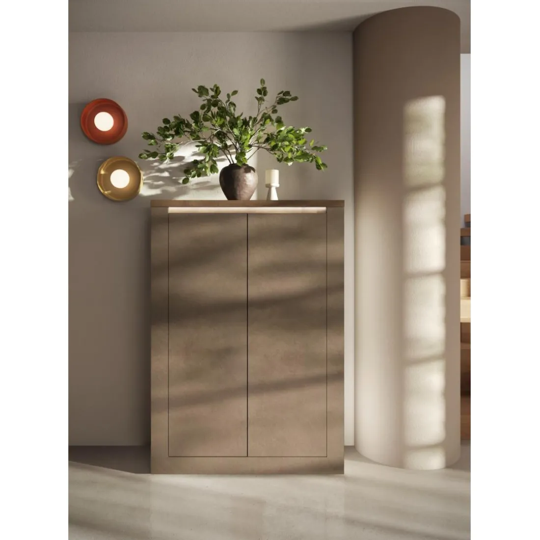 Meuble de rangement 4 portes ISCHIA avec éclairage LED intégré