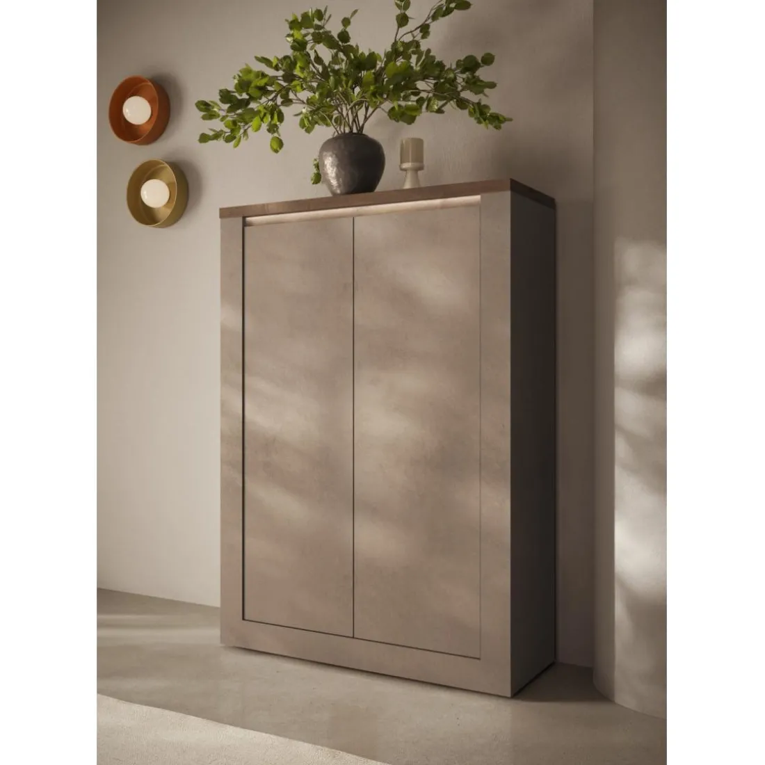 Meuble de rangement 4 portes ISCHIA avec éclairage LED intégré