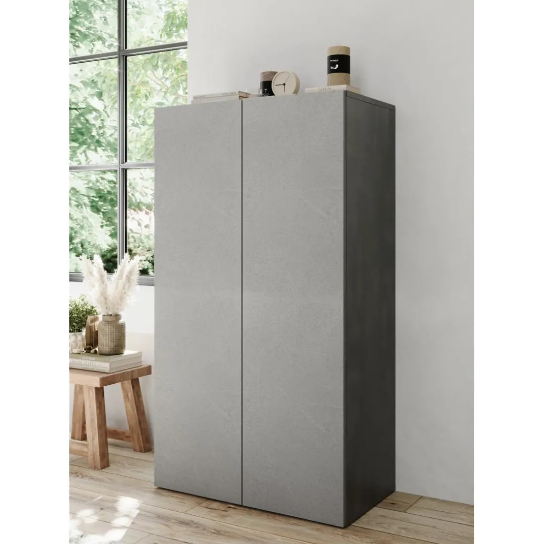 Meuble de rangement 2 portes 6 étagères reglable