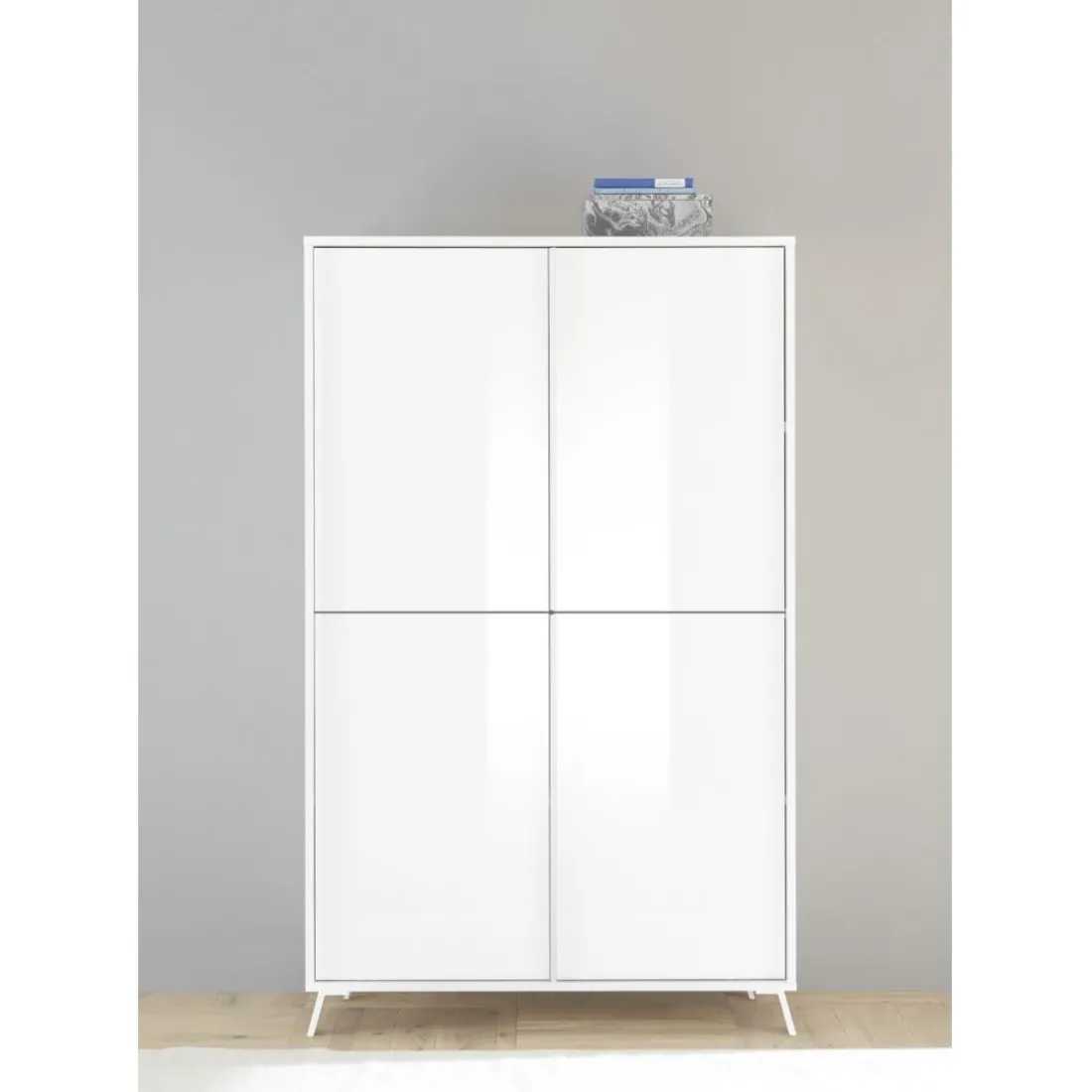Meuble de rangement blanc lacqué brillant