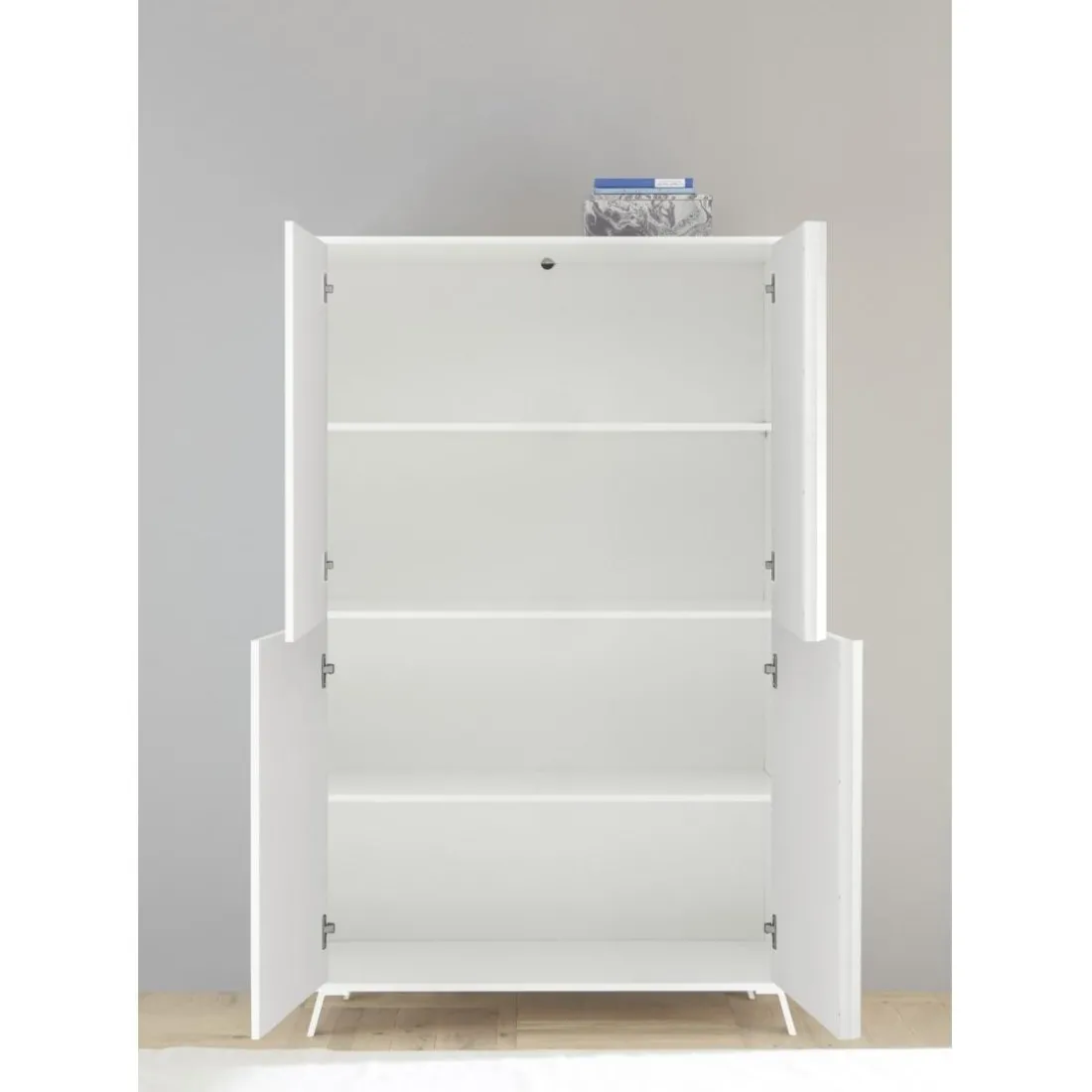Meuble de rangement blanc lacqué brillant