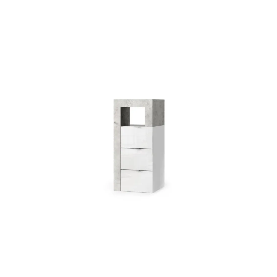 Meuble de rangement salle de bain 3 tiroirs effet béton façade blanc L35xH78 cm