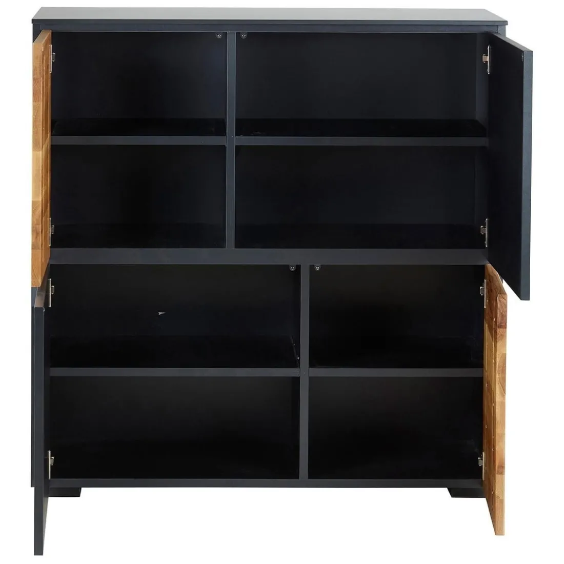 Meuble haut 4 portes chêne naturel et laqué anthracite