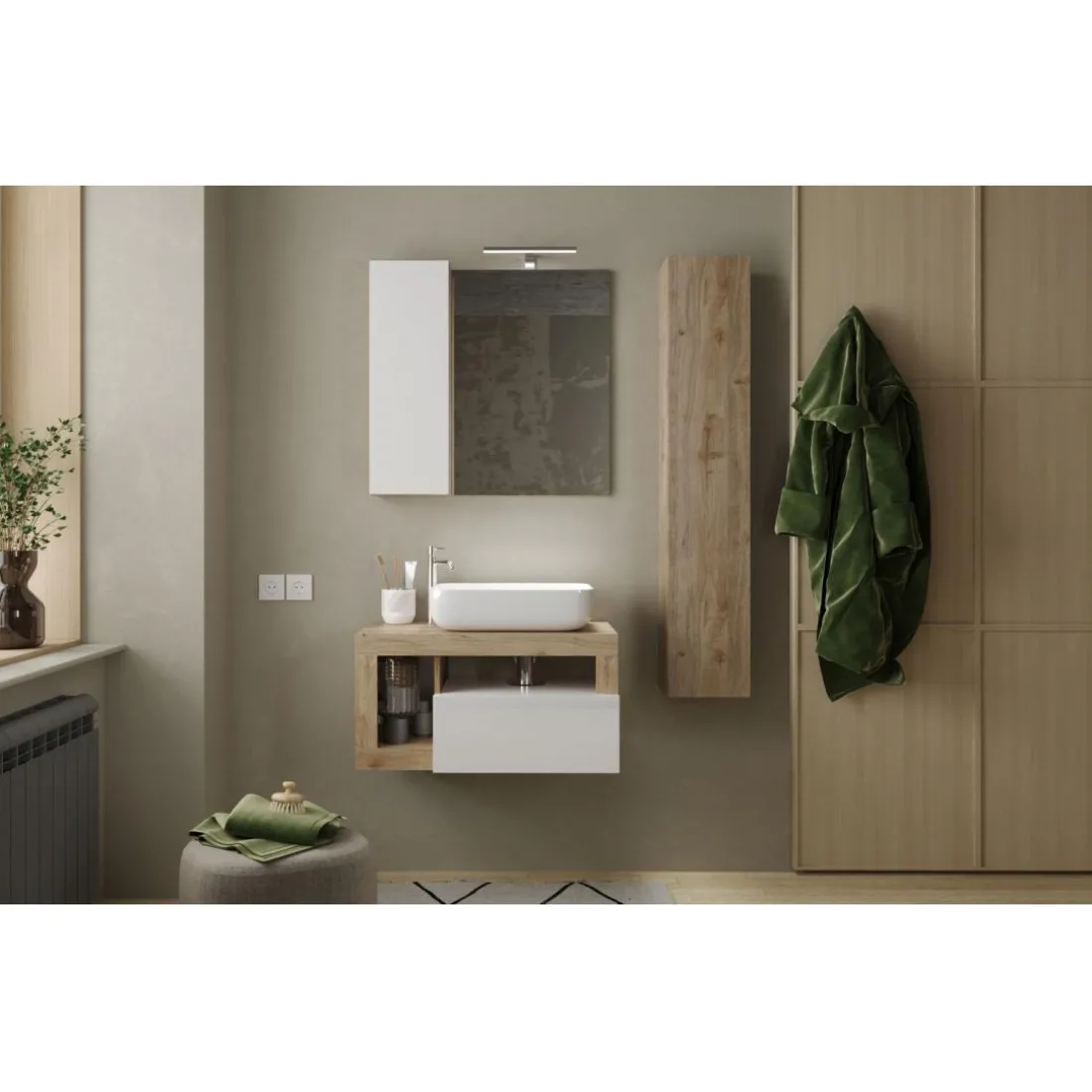 Meuble salle de bain Ancona suspendu coloris 78 cm