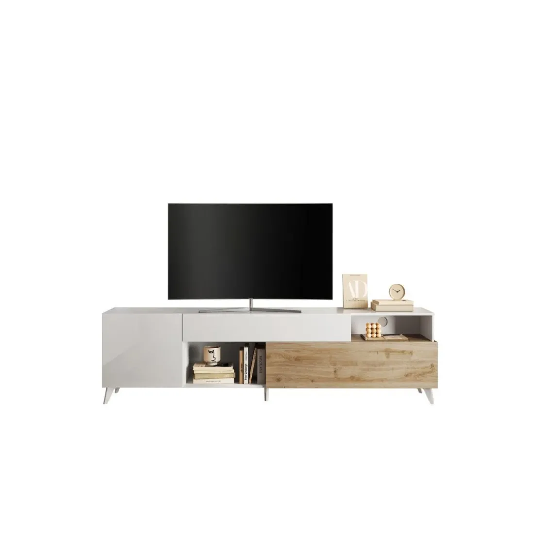Meuble TV 241 cm Blanc laqué