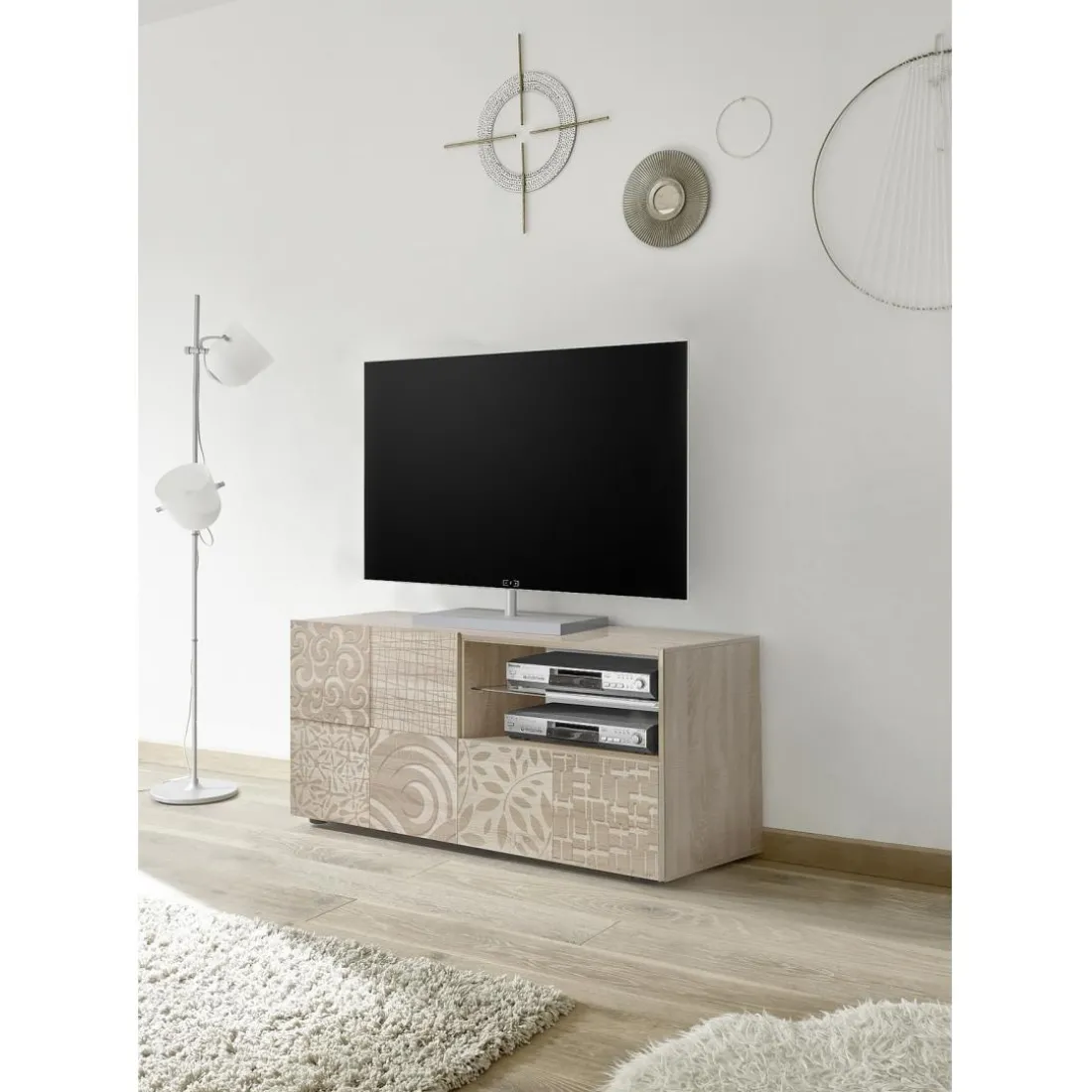 Meuble TV 1 porte et 1 tiroir MIRO décor chêne