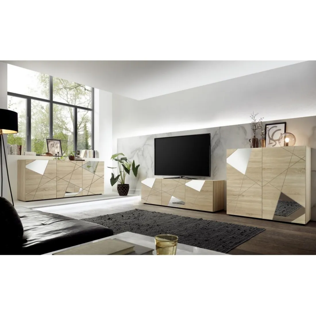 Meuble TV 3 portes beige
