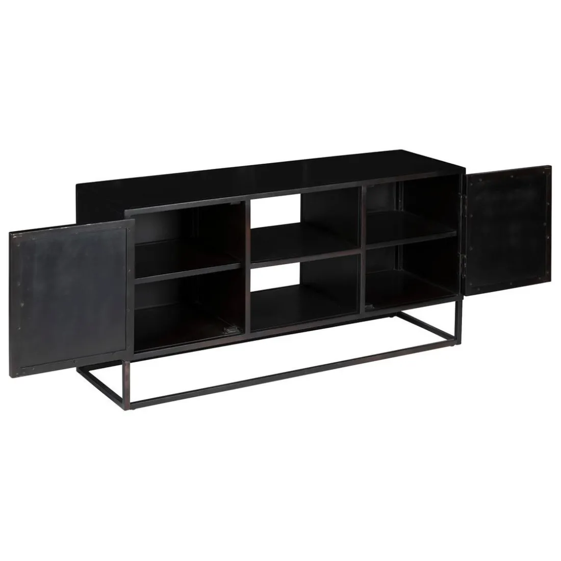 Meuble TV 2 portes en bois recyclé ORIGINS noir