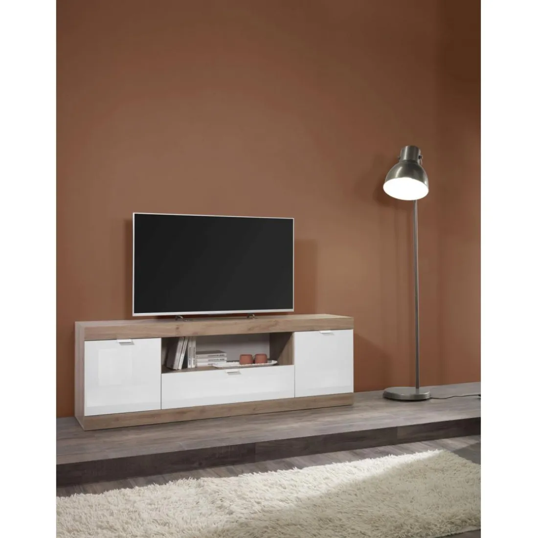 Meuble TV 2 portes et 1 tiroir chene cadiz