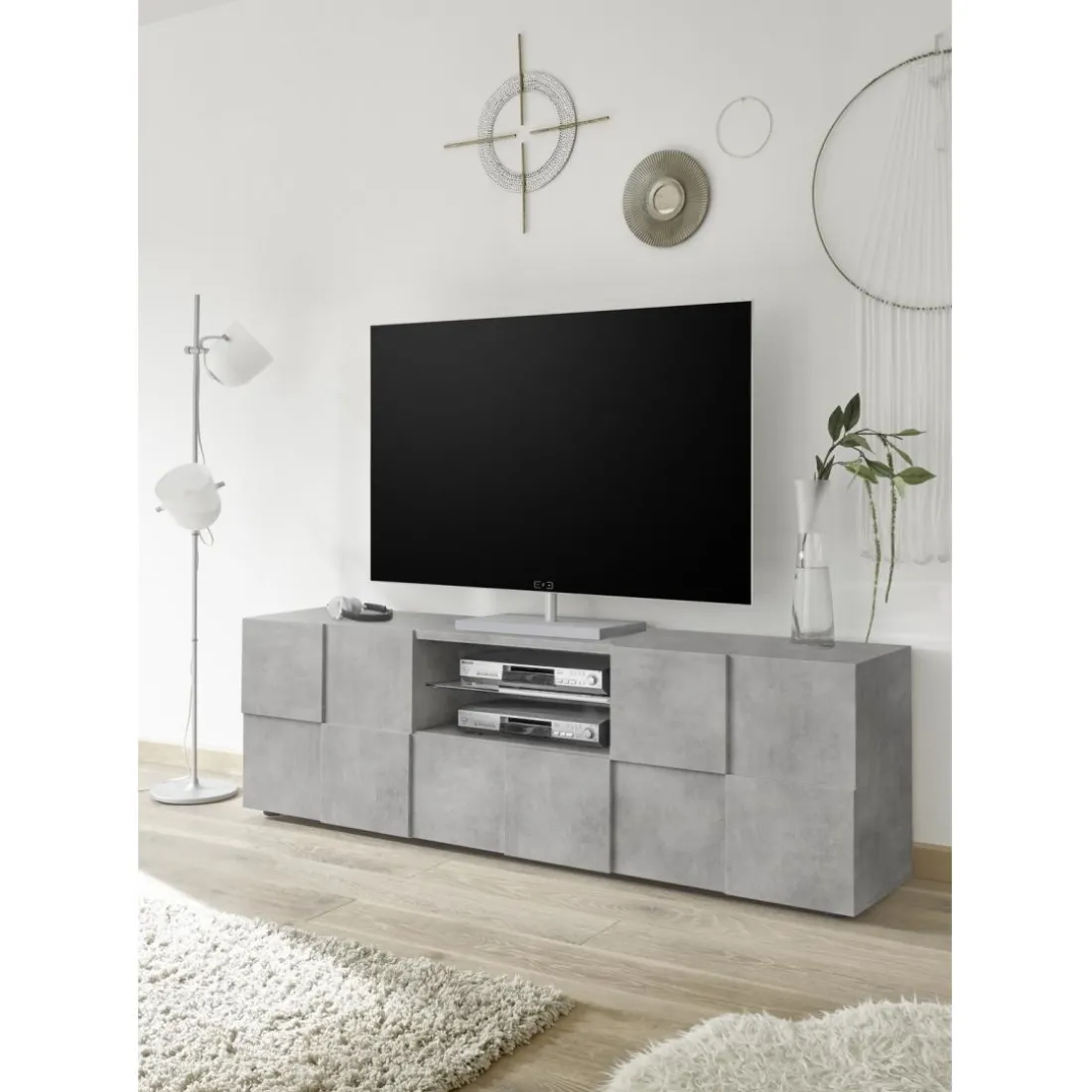 Meuble TV 2 portes et 1 tiroir DAMA décor beton
