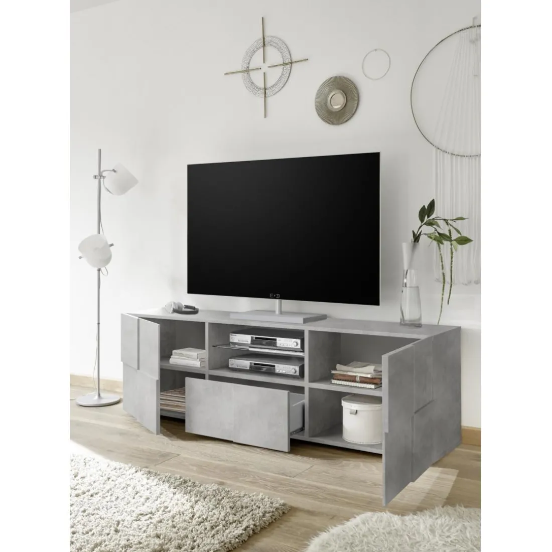 Meuble TV 2 portes et 1 tiroir DAMA décor beton
