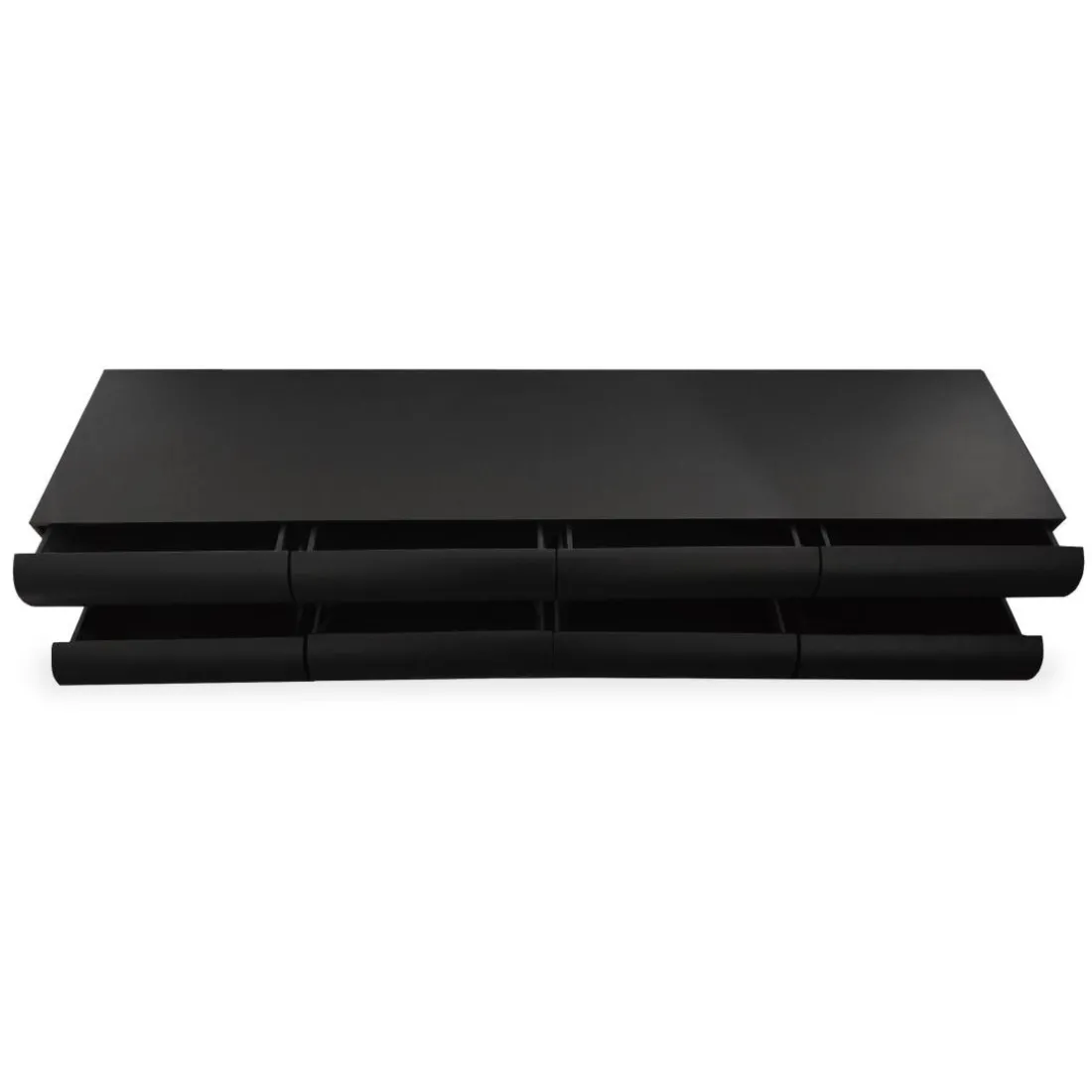 Meuble tv 8 tiroirs arrondis Mezade Bois Noir