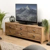 Meuble TV ANDRIAN 6 Tiroirs Bois Pin Recyclé