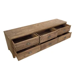 Meuble TV ANDRIAN 6 Tiroirs Bois Pin Recyclé