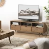 Meuble Tv ANDY Scandi Bois 3 Tiroirs 3 Niches Sapin