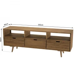Meuble Tv ANDY Scandi Bois 3 Tiroirs 3 Niches Sapin